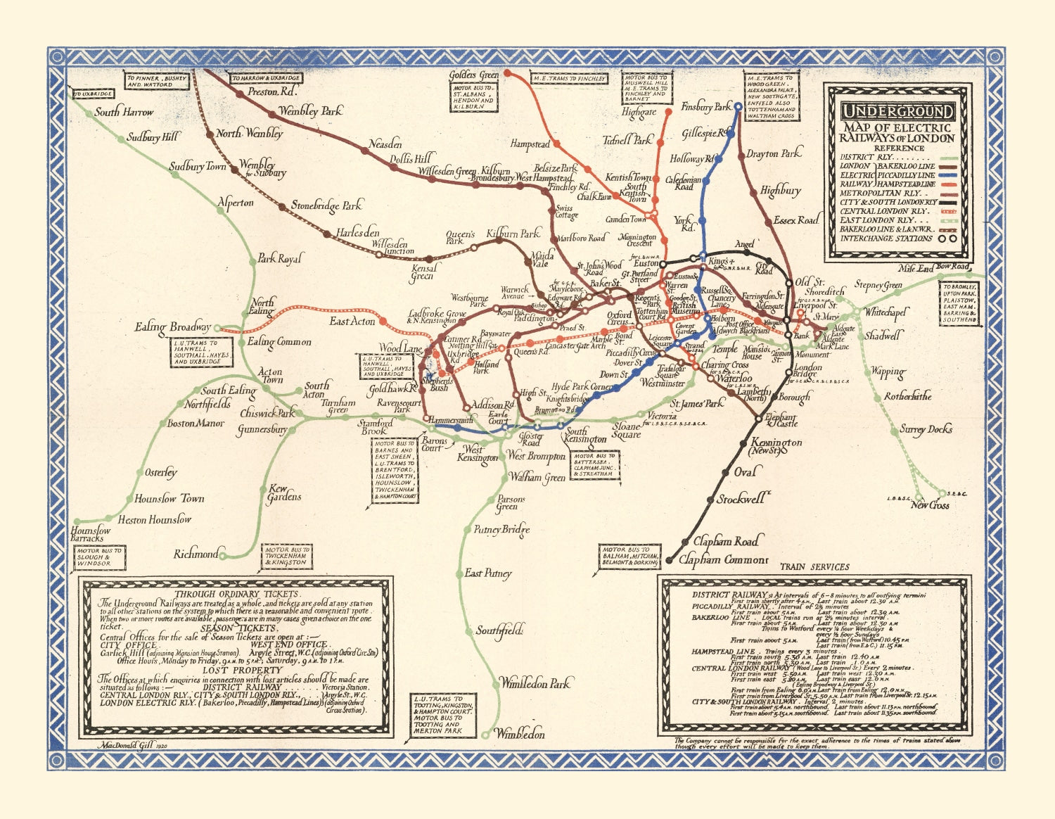 Vintage Subway Map of London 1921