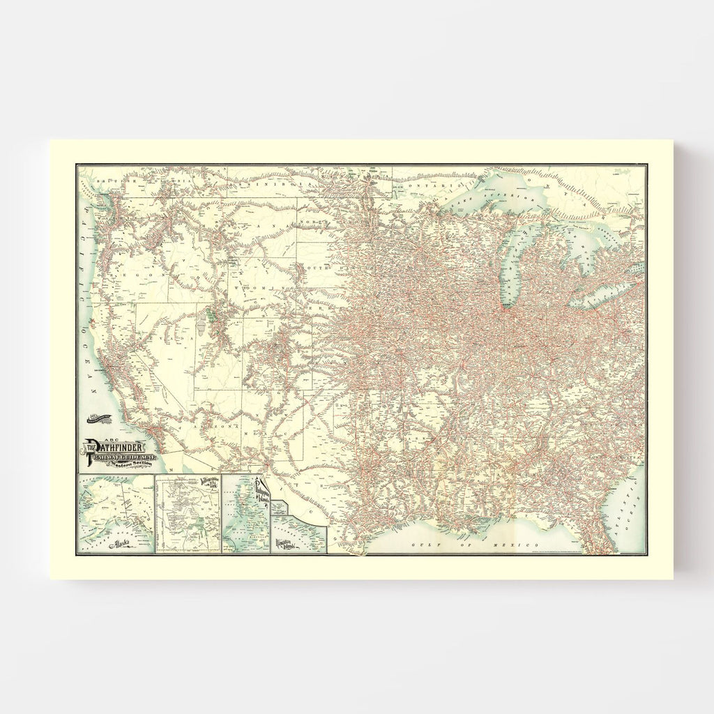 Vintage ABC Pathfinder Railway Guide Map 1902