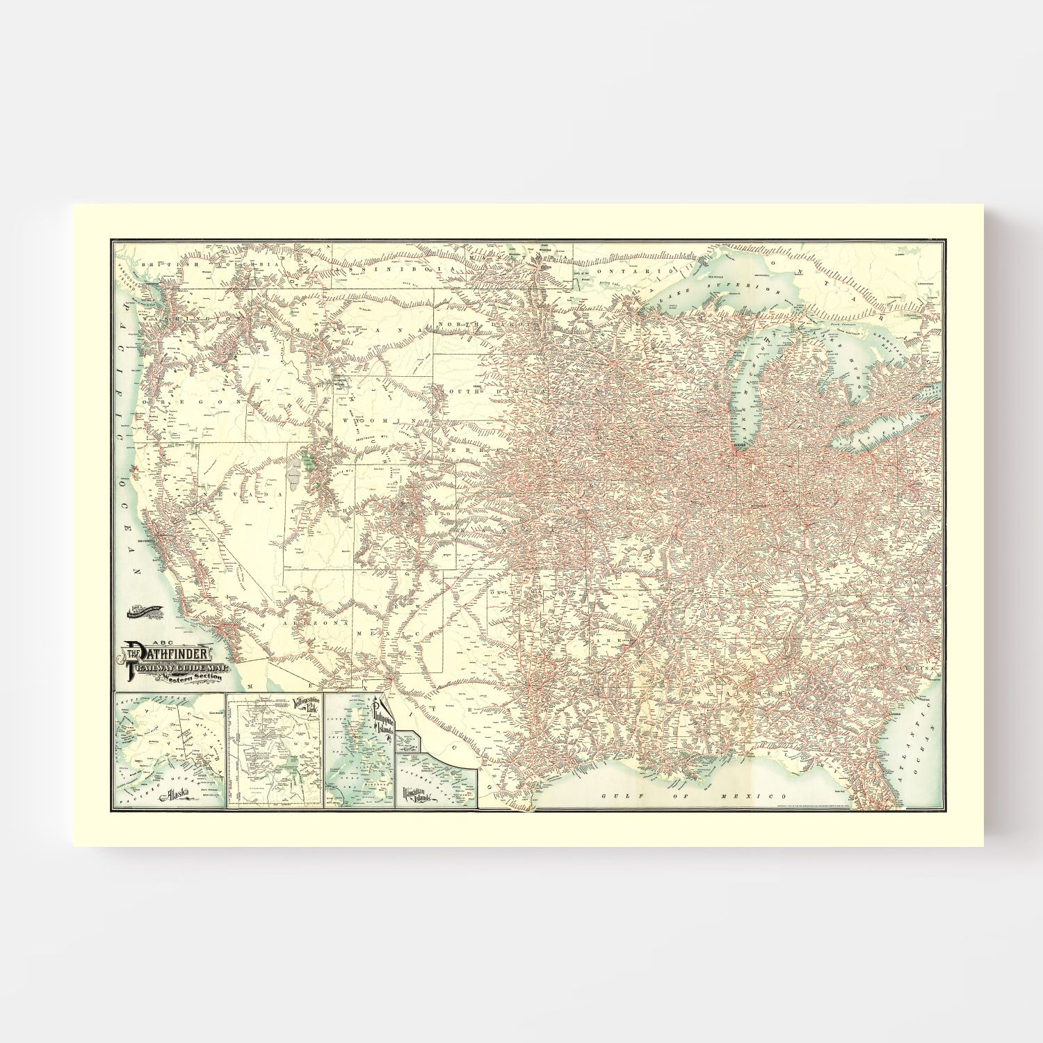 Vintage ABC Pathfinder Railway Guide Map 1902