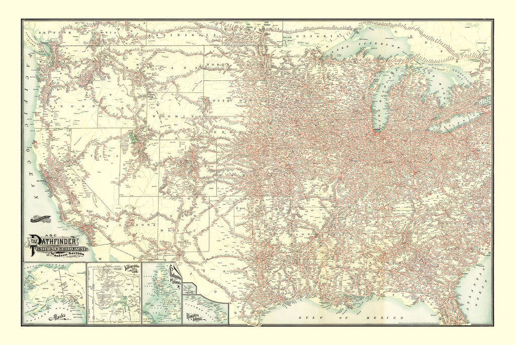 Vintage ABC Pathfinder Railway Guide Map 1902