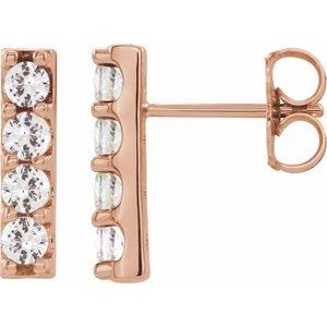 14K Rose Gold 1/2 CTW Lab-Grown Diamond Bar Earrings