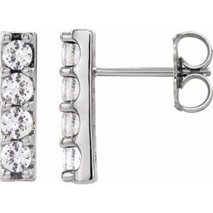 14K White Gold 1/2 CTW Natural Diamond Bar Earrings
