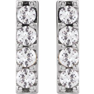 Sterling Silver 1/2 CTW Natural Diamond Bar Earrings – image 2