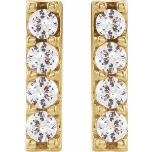 14K Yellow Gold 1/2 CTW Natural Diamond Bar Earrings – image 2