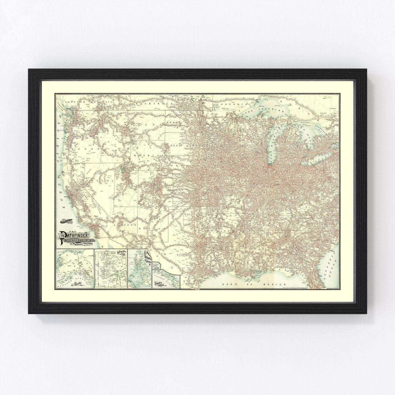 Vintage ABC Pathfinder Railway Guide Map 1902
