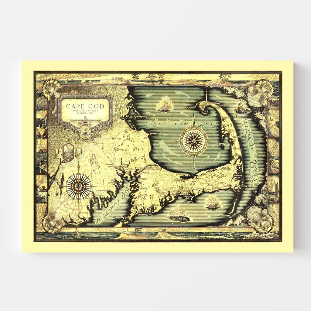 Vintage Map of Cape Cod, MA 1931