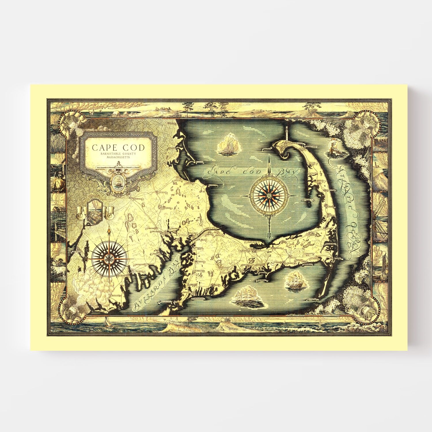 Vintage Map of Cape Cod, MA 1931