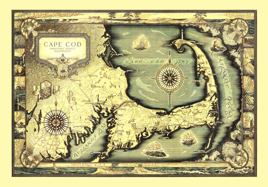 Vintage Map of Cape Cod, MA 1931