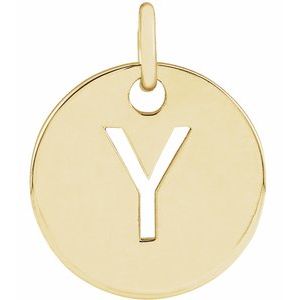 14K Yellow Gold Initial Y Charm/Pendant