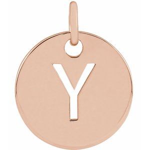 14K Rose Gold Initial Y Charm/Pendant