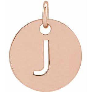 14K Rose Gold Initial J Charm/Pendant