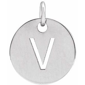 14K White Gold Initial V Charm/Pendant