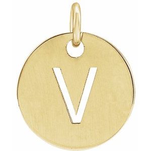 14K Yellow Gold Initial V Charm/Pendant