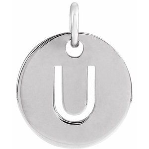 14K White Gold Initial U Charm/Pendant