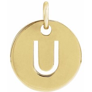14K Yellow Gold Initial U Charm/Pendant