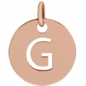 14K Rose Gold Initial G Charm/Pendant
