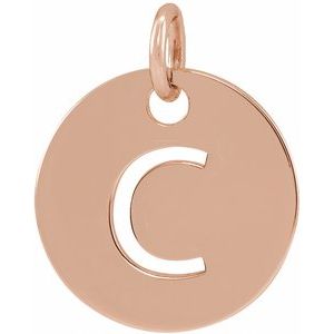 18K Rose Gold-Plated Sterling Silver Initial C Charm/Pendant