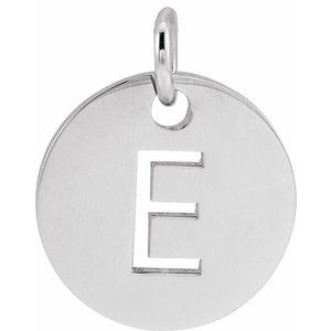 14K White Gold Initial E Charm/Pendant