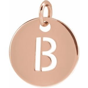 14K Rose Gold Initial B Charm/Pendant