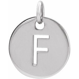 14K White Gold Initial F Charm/Pendant