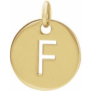 14K Yellow Gold Initial F Charm/Pendant