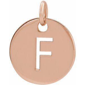 14K Rose Gold Initial F Charm/Pendant