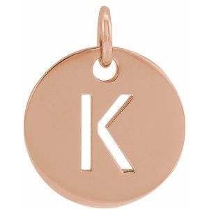 14K Rose Gold Initial K Charm/Pendant