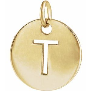 14K Yellow Gold Initial T Charm/Pendant