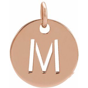 18K Rose Gold-Plated Sterling Silver Initial M Charm/Pendant