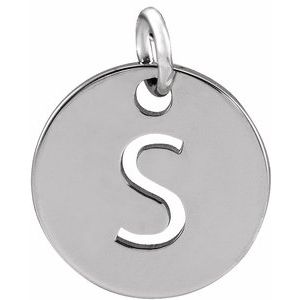 14K White Gold Initial S Charm/Pendant