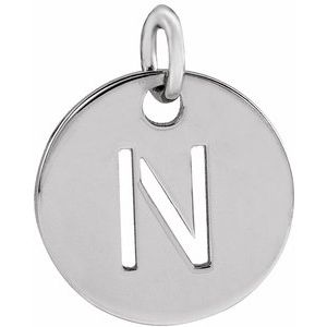 14K White Gold Initial N Charm/Pendant
