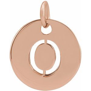 14K Rose Gold Initial O Charm/Pendant