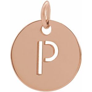 14K Rose Gold Initial P Charm/Pendant