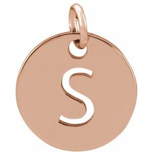14K Rose Gold Initial S Charm/Pendant
