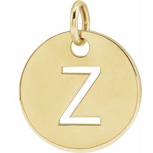 14K Yellow Gold Initial Z Charm/Pendant