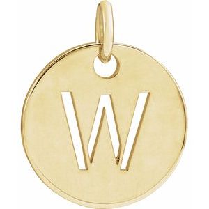 14K Yellow Gold Initial W Charm/Pendant