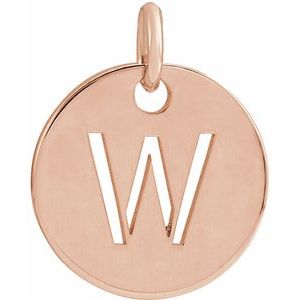 14K Rose Gold Initial W Charm/Pendant