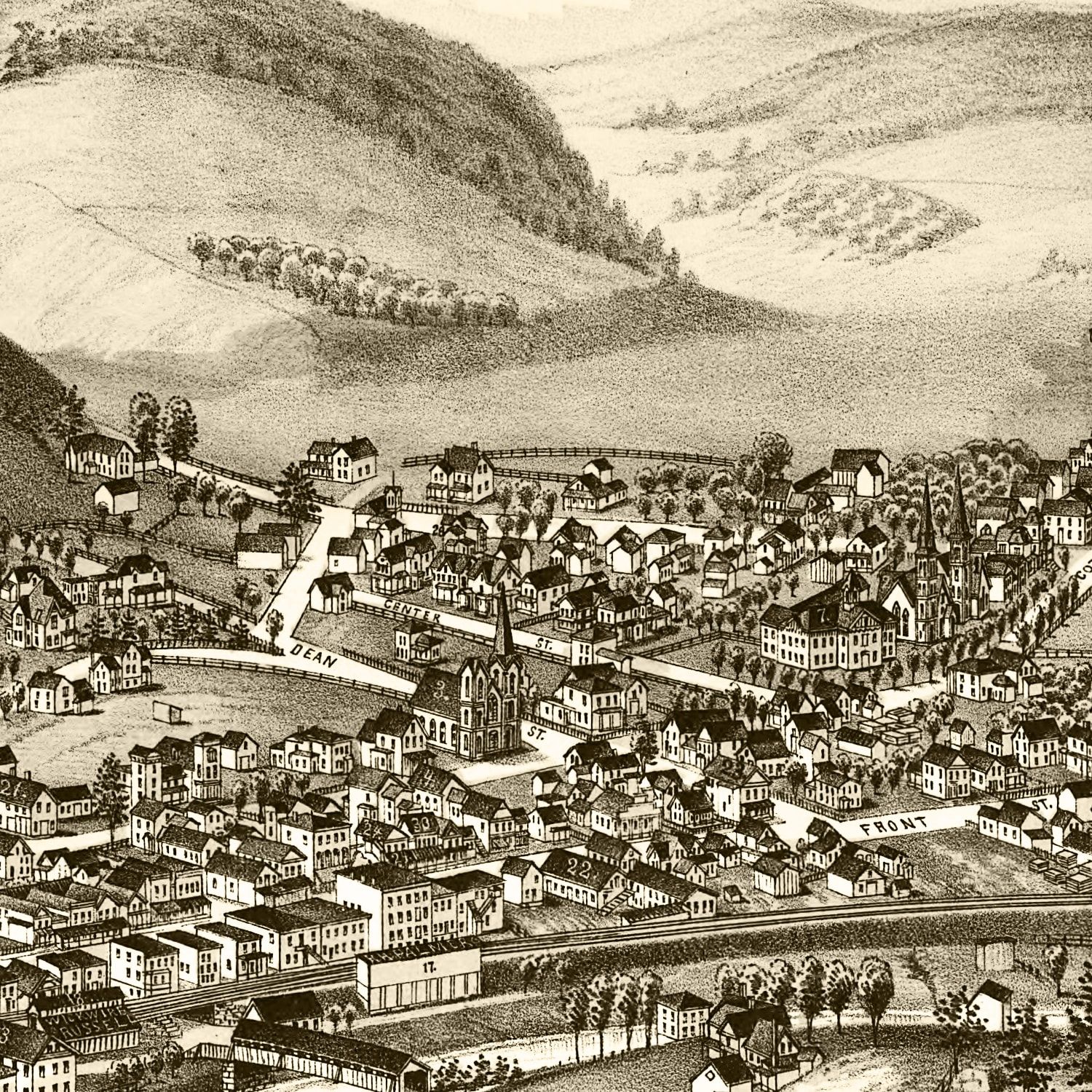 Vintage Map of Deposit, New York 1887