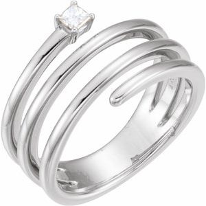 14K White Gold 1/10 CTW Natural Diamond Freeform Ring