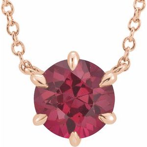 14K Rose Gold Natural Ruby Solitaire 18" Necklace