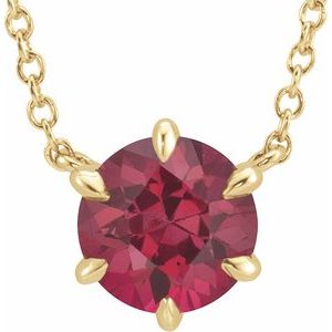 14K Yellow Gold Natural Ruby Solitaire 18" Necklace