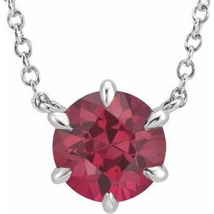14K White Gold Natural Ruby Solitaire 18" Necklace
