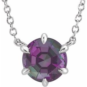 Platinum Lab-Grown Alexandrite Solitaire 18" Necklace