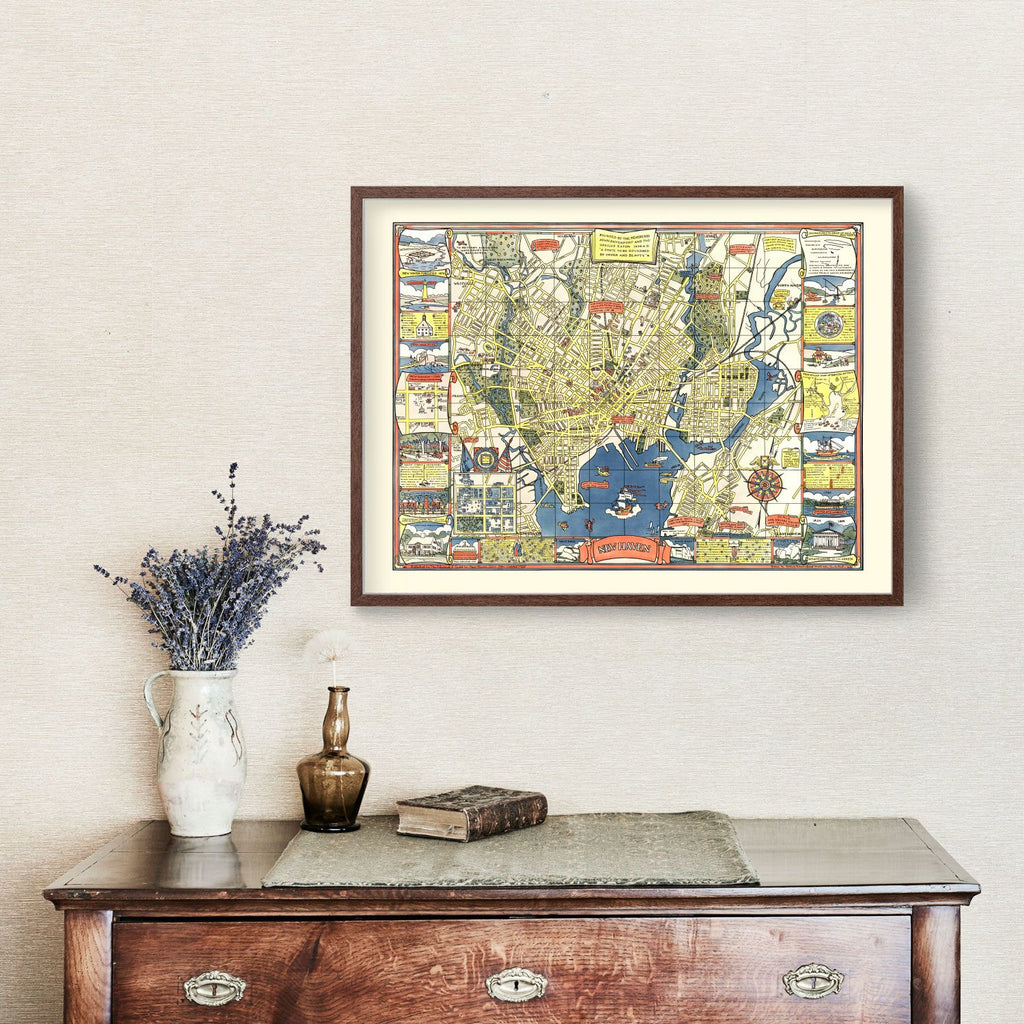 Vintage Map of New Haven, Connecticut 1928