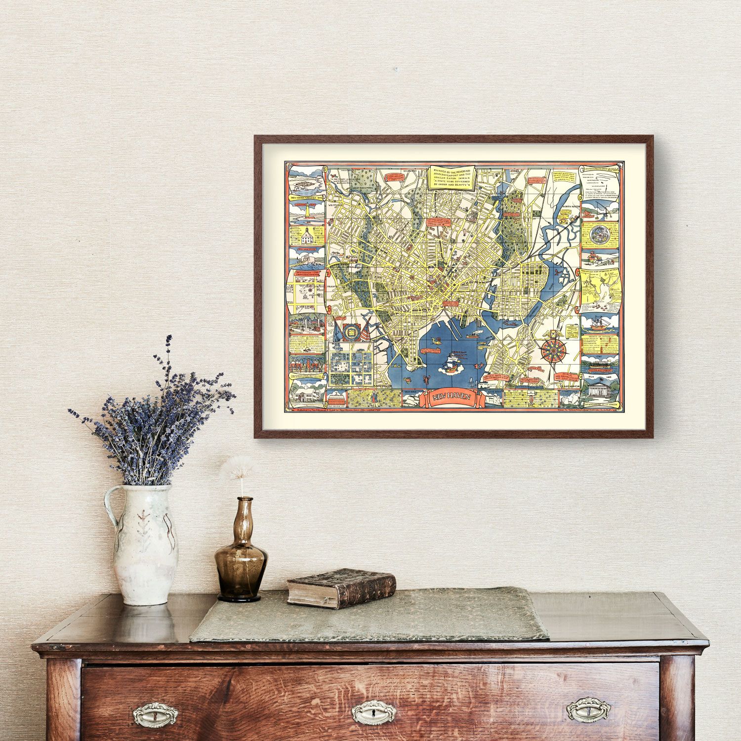 Vintage Map of New Haven, Connecticut 1928