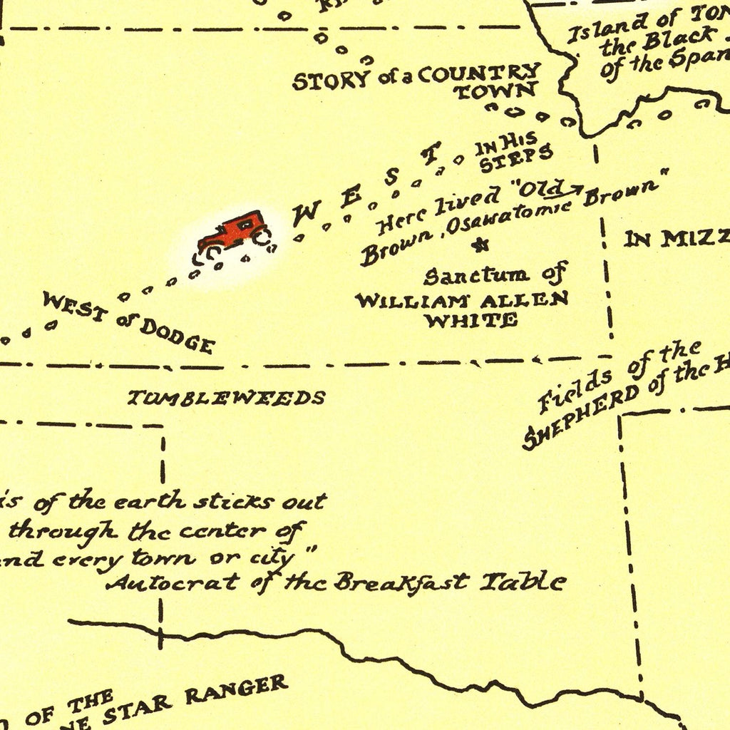 Vintage Book Lovers Map of America 1926