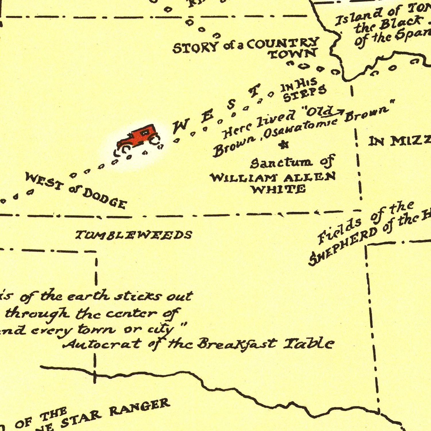 Vintage Book Lovers Map of America 1926
