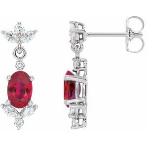 Platinum Lab-Grown Ruby & 1/3 CTW Natural Diamond Earrings