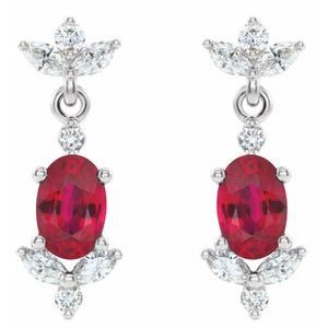 14K White Gold Natural Ruby & 1/3 CTW Natural Diamond Earrings – image 2