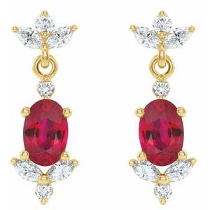 14K Yellow Gold Natural Ruby & 1/3 CTW Natural Diamond Earrings – image 2